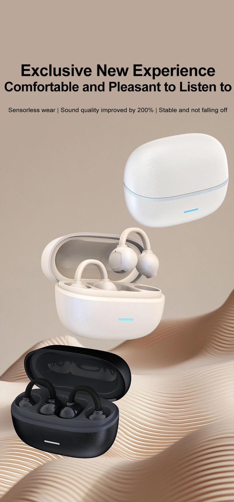 Description Picture 5 of itemOWS Ear Clip Translation Headphones Pearl Paint Fashion Earphone with Breathing Light Support 144 Languages Real Time Translator