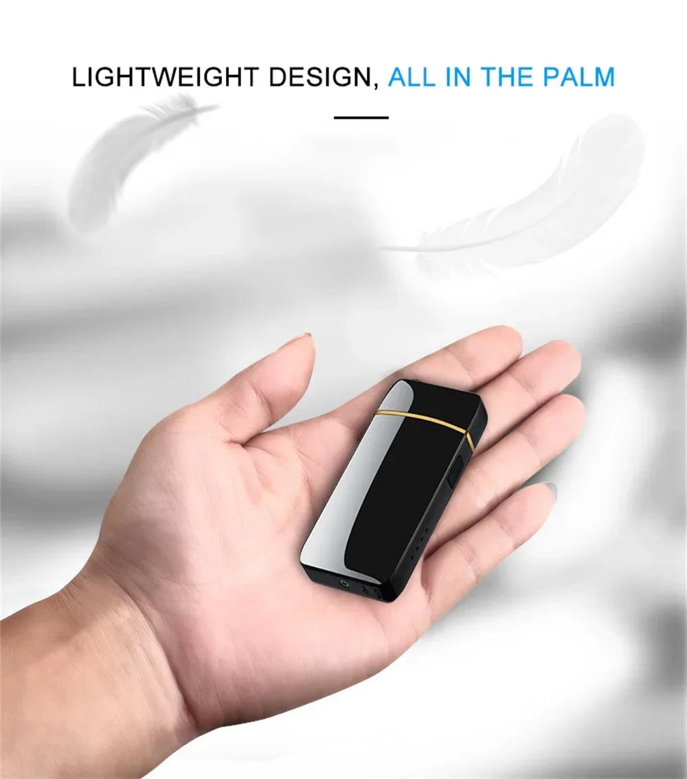 Description Picture 6 of item2025 Electric Windproof Metal Lighter Double Arc Flameless Plasma Rechargeable USB Lighter LED Power Display Touch Lighters Gift