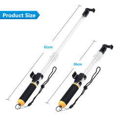 Waterproof Monopod Crystal Selfie Stick Telescopic Transparent Diving Rod for Phone Gopro Go Pro HERO 12 11 10 9 8 7 6 SJCAM
