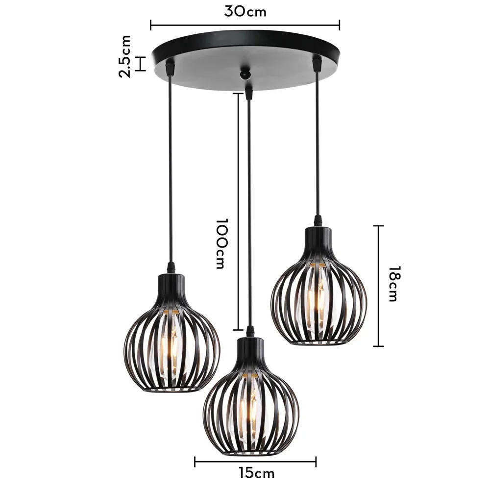 Description Picture 3 of itemLoft Vintage Hanging Lamps Iron Cage Pendant Lights Retro Home Decor Dinning Table Chandelier Kitchen Lighting Fixtures E27