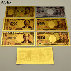 Japanese Money Gold Foil Banknotes 7 Styles Paper Money Coenyerfiet Money Super Par Value Fake Money Collection Gift