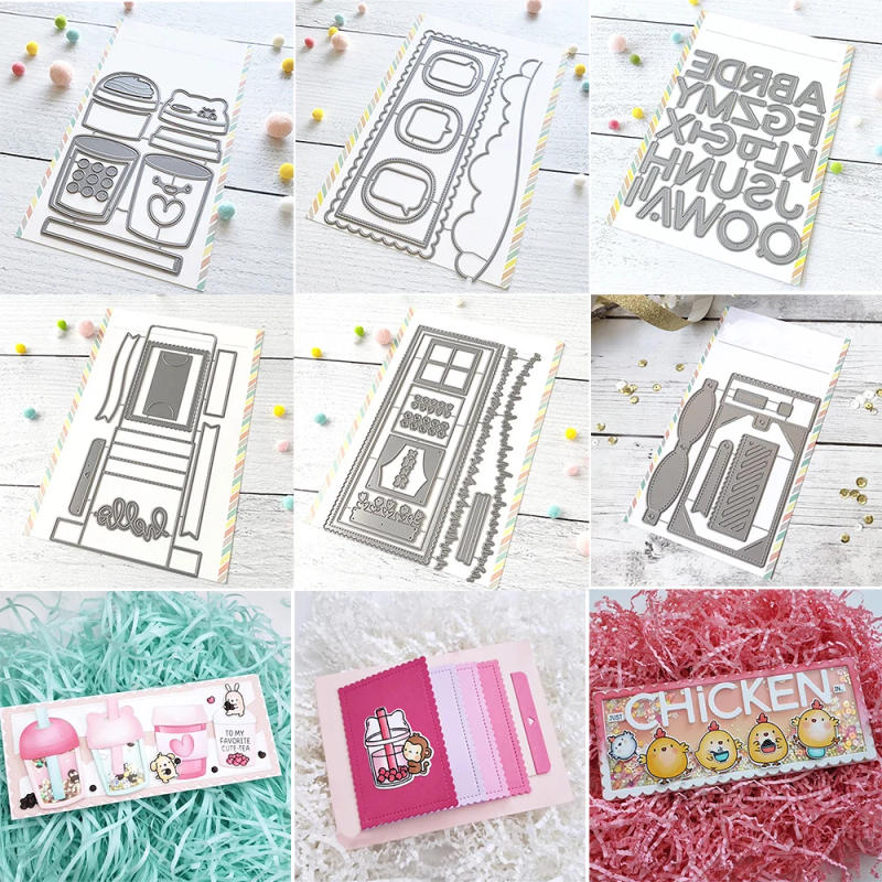 Description Picture 2 of itemSlim Card Basics Boba Shaker Cutting Dies Alphabets Mega Flipper Slim Window Tag Die Set For DIY Scrapbooking Card Craft Making