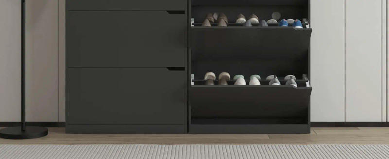 Description Picture 3 of itemShoe Cabinet with 3 Flip Drawers,Wood Entryway Shoe Storage Cabinet,Freestanding Shoe Rack Storage Organizer for Entryway