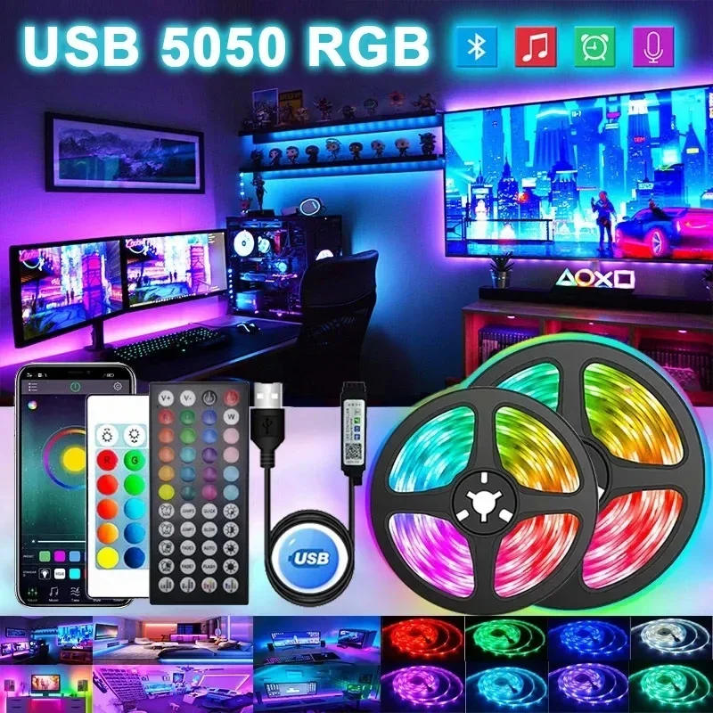 Description Picture 2 of itemLED Strip Lights 5050 RGB 5V Led Light Strip APP Control LED Lamp Tape Diode Lights for Gaming Room TV Backlight Room Decoration