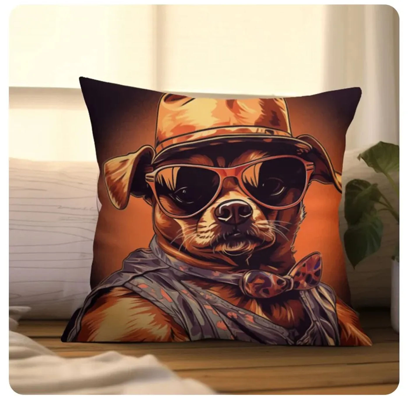 Description Picture 5 of itemCute Dog Throw Cushion Cover 45cmX45cm Zipper Pillowcase Double-sided Printed Pillow Cover Home Bedroom Living Room Decor