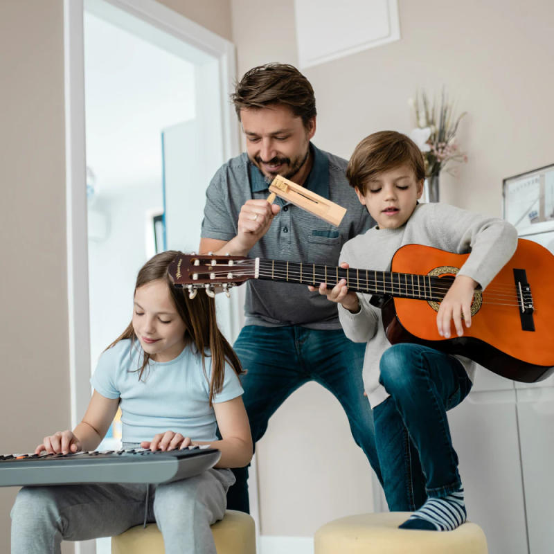 Description Picture 3 of item2Pcs Musical Toy Wooden Ratchet Castanets early Education Toy Tradition Matraca for Children's handheld