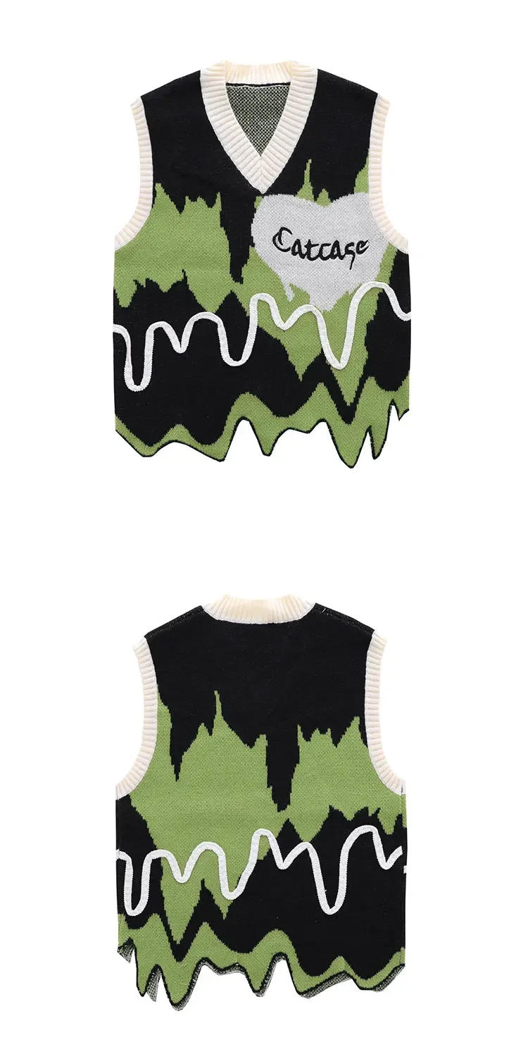 Description Picture 4 of itemAutumn Y2k Sweater Vest Men Women Harajuku Colorblock Sleeveless Sweater Harajuku Casual Loose Jumpers Spring Tops Streetwear