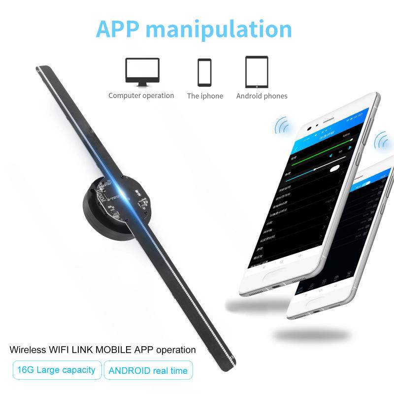 Description Picture 4 of item224LED Holographic Projectors 3D Fan Holographic Suport APP IOS/Android Advertising Machine Imaging Hologram Player Logo Display