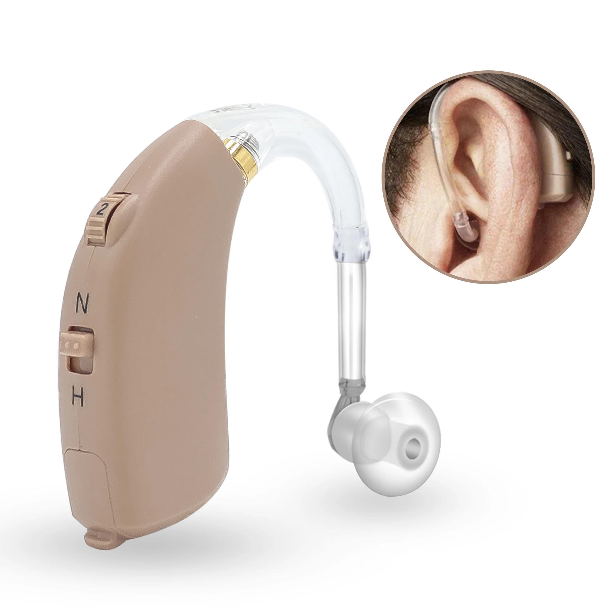 Description Picture 6 of item2024 Best Digital Hearing Aids BTE Adjustable Tone Sound Amplifier Portable Deaf Elderly digital Hearing Aid