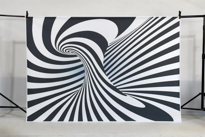 Description Picture 2 of itemMOON.QG 3D Black White Visual Illusion Wall Backdrop Hypnotic Geometrical Photo Background Sign Studio Photo Photography Props