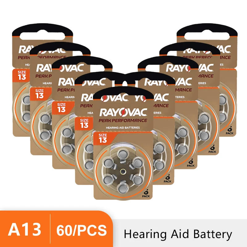 Description Picture 5 of itemHearing Aid Batteries 60PCS / 10 Cards RAYOVAC PEAK 1.45V 13A A13 13 P13 PR48 Zinc Air Battery For BTE CIC RIC OE Hearing Aids