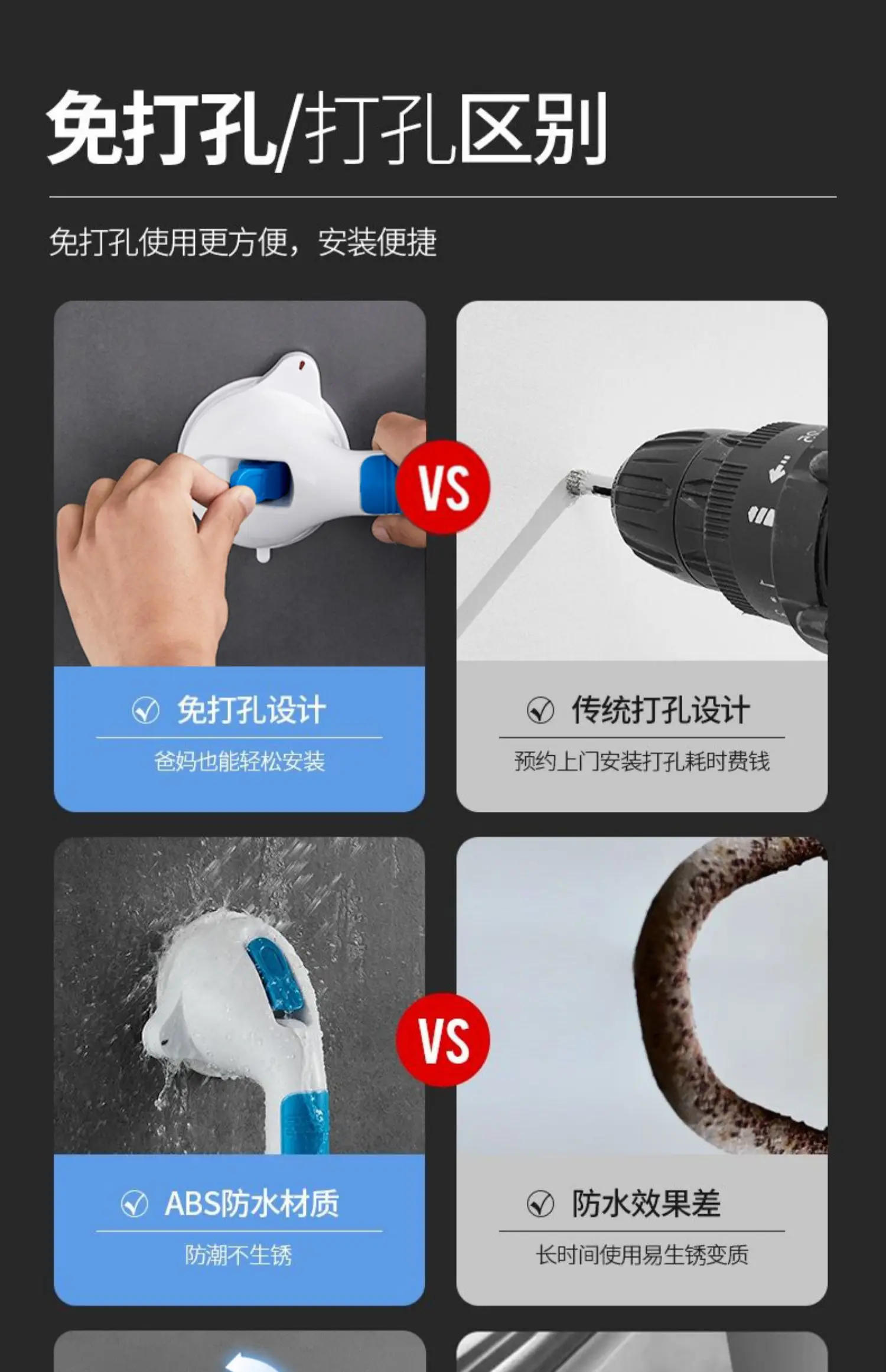 Description Picture 3 of itemHelpful Elderly Handrail Support Shower Disability Toilet Grab Bar Handrail Safety Gadgets Barre De Douche Bathroom Accessories