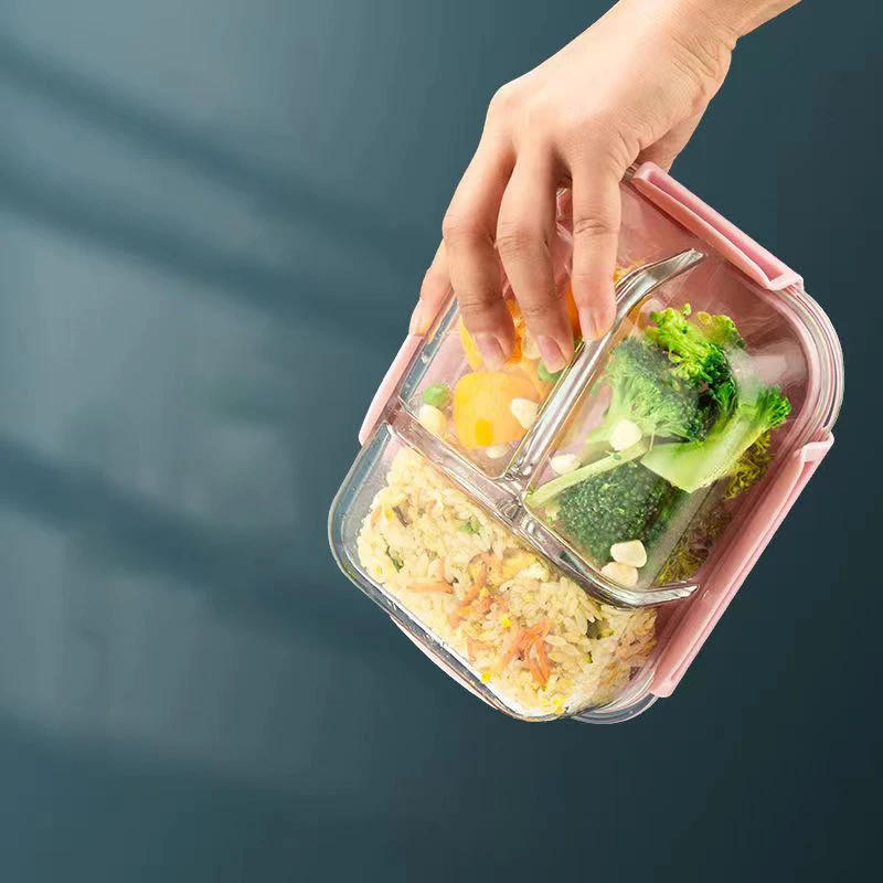 Description Picture 4 of itemHigh quality Lunch Box Glass 1050ml Food Storage Box Microwave Bento Box school food containers compartment