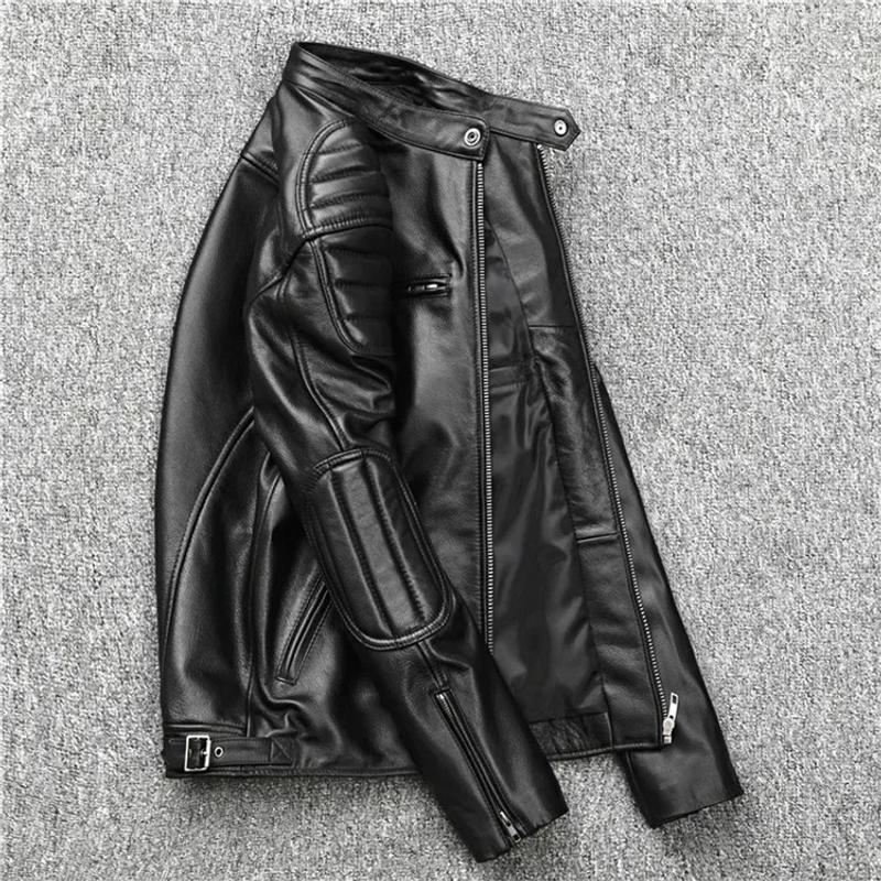 Description Picture 4 of itemNew Sheepskin Leather Jacket Men Motorcycle Biker Spring Natural Genuine Leather Jackets Slim Short Coat Soft Leather Jacket Men
