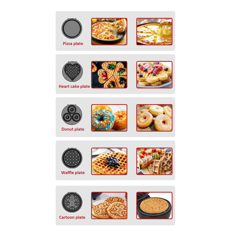 Description Picture 5 of item220V 110V Electric Donuts Waffle Maker Machine 5 in 1 Mini Non Stick Heart Egg Bubble Cake Bread Toaster Pan for Home Kids 빵 US