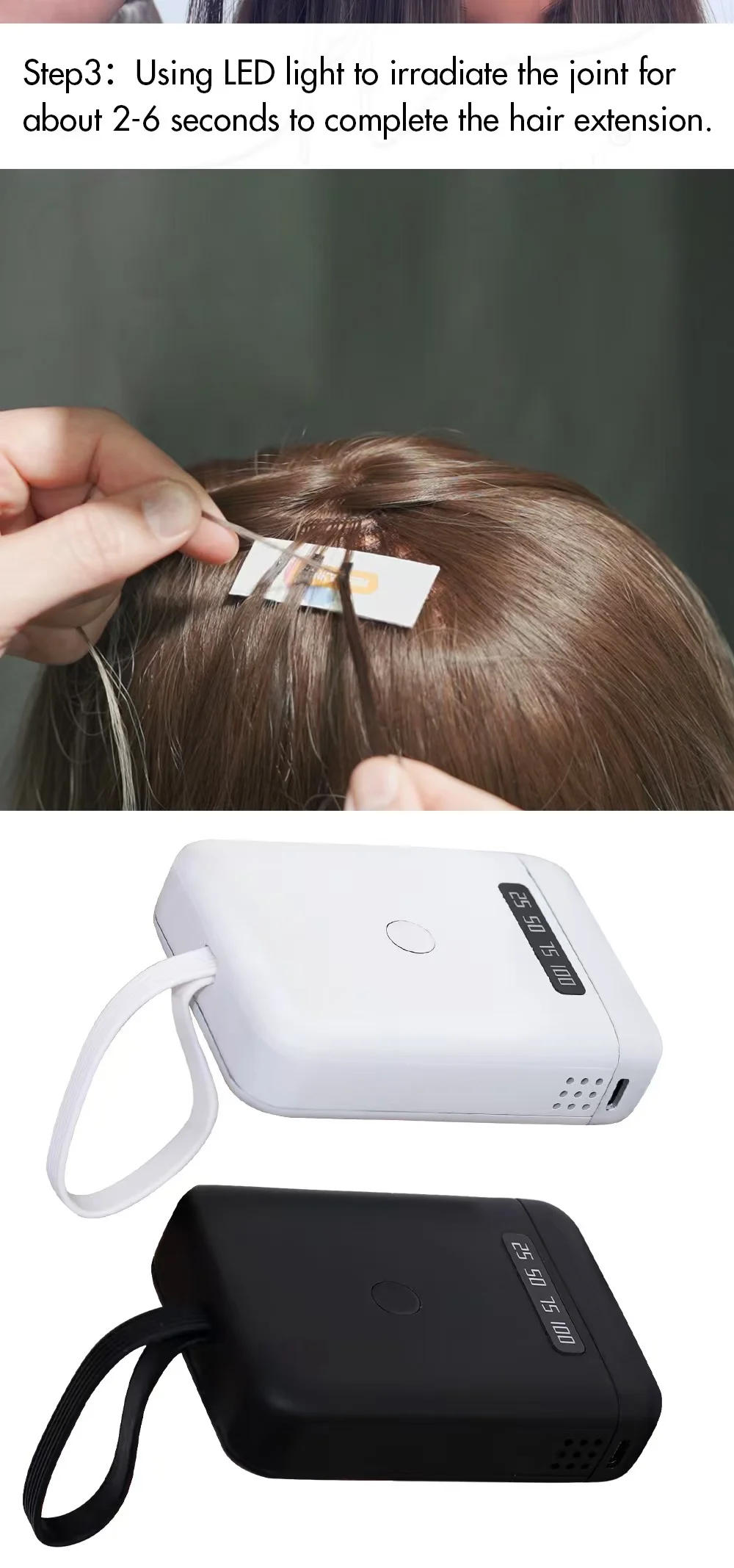 Description Picture 4 of itemHair Extension V-Light LED Handheld UV Lamp Rechargeable Fast Grafting UV Hair Extension Machine High Power UV Curing Lamp