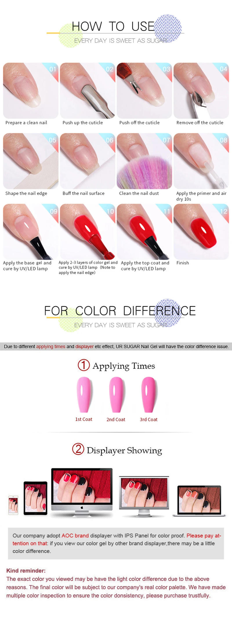 Description Picture 4 of itemUR SUGAR Brown Thermal Gel Nail Polish 3 Colors Changing Soak Off Gel Semi Permanent Varnish Hybird Nail Polish Nails Art Design