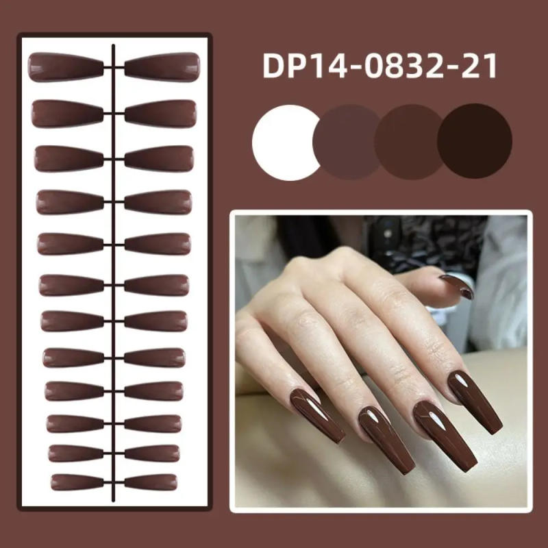 Description Picture 4 of item24Pcs Full Cover Solid Color Fake Nails New Detachable Wearable Press-on Nails Manicure Bright Long Ballet False Nails Women