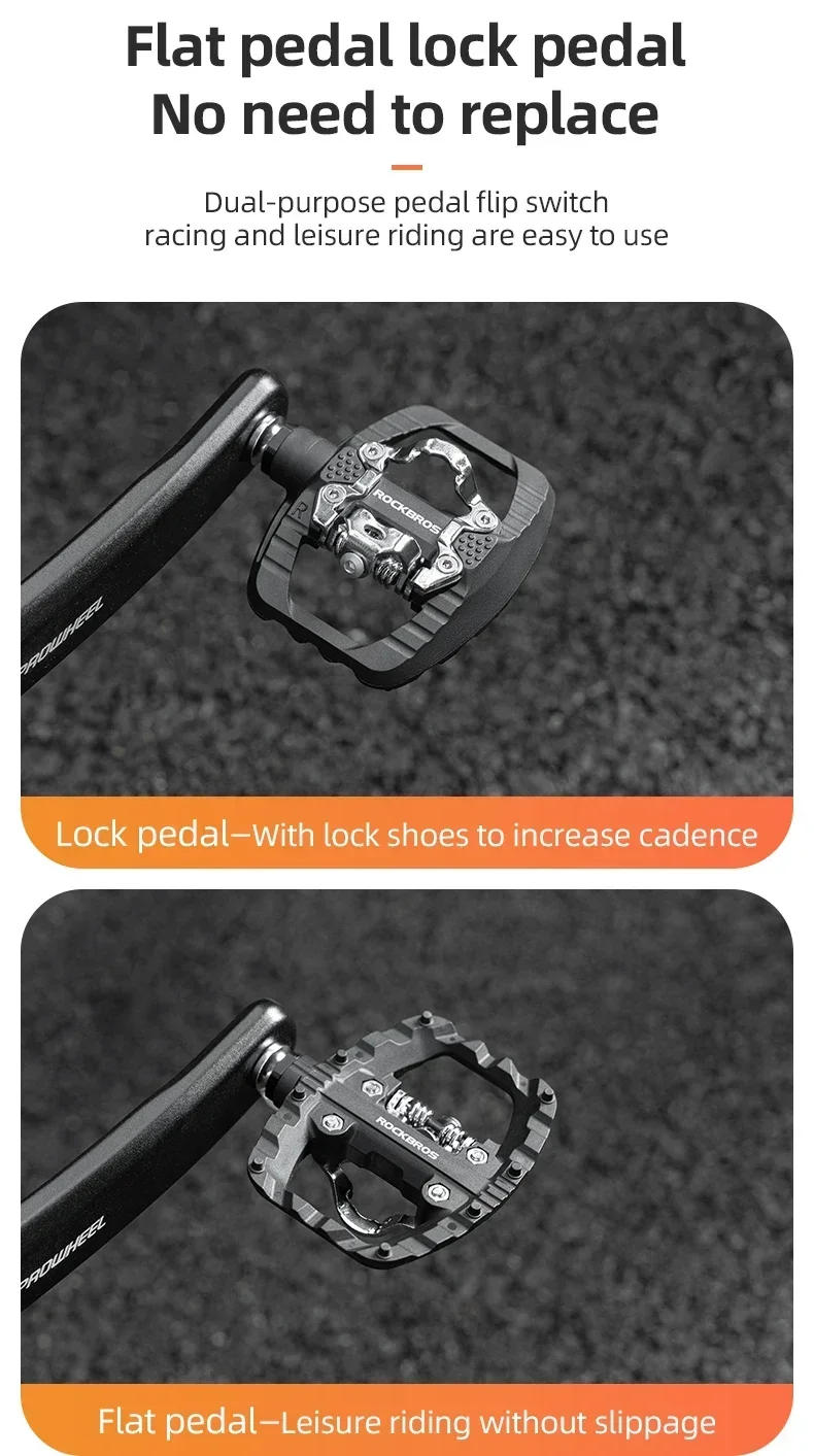 Description Picture 5 of itemROCKBROS MTB Bicycle Pedals 2 In 1 Flat/Lock Pedal Mountain Bike Non-Slip Labor Saving Nylon Pedals Waterproof Sealed Bearing