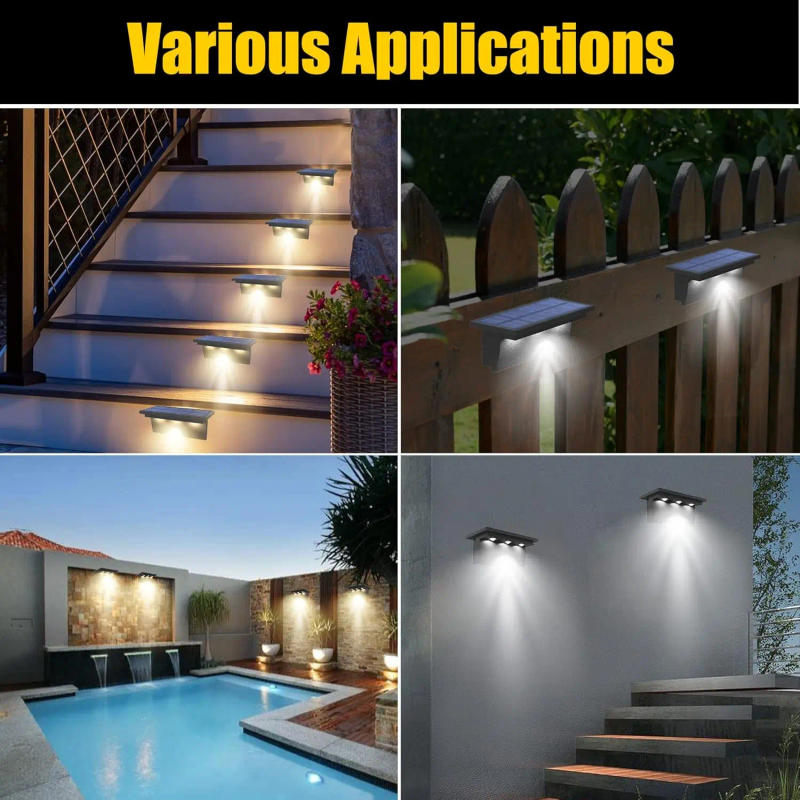 Description Picture 5 of item4/6PCS Solar Fence Light Outdoor Garden Yard 3000K 6000K Step Lamp for Pathway Stair Waterproof Terrace Deck Solar Wall Lamp