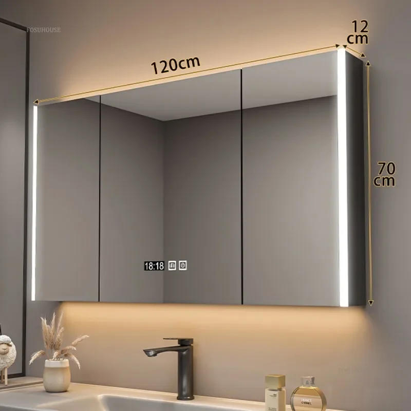 Description Picture 2 of itemModern Solid Wood Bathroom Smart Mirror Cabinet with Light Defogging Bathroom Furniture Beauty Mirror with Storage Locker s