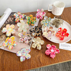 Small Size Acetic Acid Hair Claw Multicolor Hair Clip Flower Hair Crab Clip Korean Style Hair Accessories Geometry Shark Clip