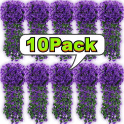 10-1Pack Artificial Violet Flower Vines Plastic Fake Flowers Wall Hanging Plants Wisteria Garland Wedding Home Garden Decoration