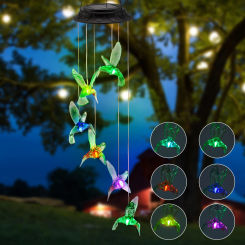 Solar Wind Chimes Lamp Color Changing Solar Power Wind Chime Butterfly Waterproof Outdoor Decoration Light for Garden Lawn Lamps