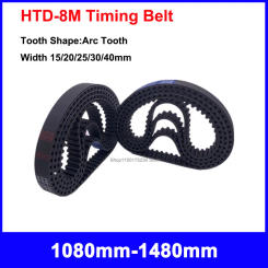 1PCS HTD-8M Timing Belt Rubber Closed Loop Synchronous Belt Width 15/20/25/30/40mm Perimeter 1080mm-1480mm Transmission Parts