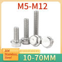 1-10pcs M5 M6 M8 M10 M12 GB5787 Hexagon Head with Serrated Flange Cap Screw Hex Washer Head Bolt A2-70 304 Stainless Steel