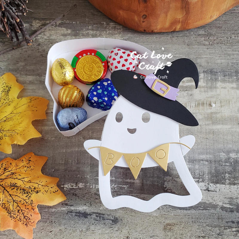 Description Picture 6 of itemCatlove Halloween Candy Box Ghost Metal Cutting Dies Scrapbooking Mold Stencil Die Cuts Card Making DIY Craft Embossing New Dies