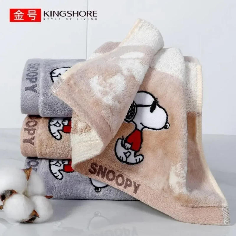 Description Picture 2 of item74X35cm Miniso Cartoon Snoopy Cute Dog Cotton Bath Towel Super Soft Home Bathroom Washing Hand Face Towel