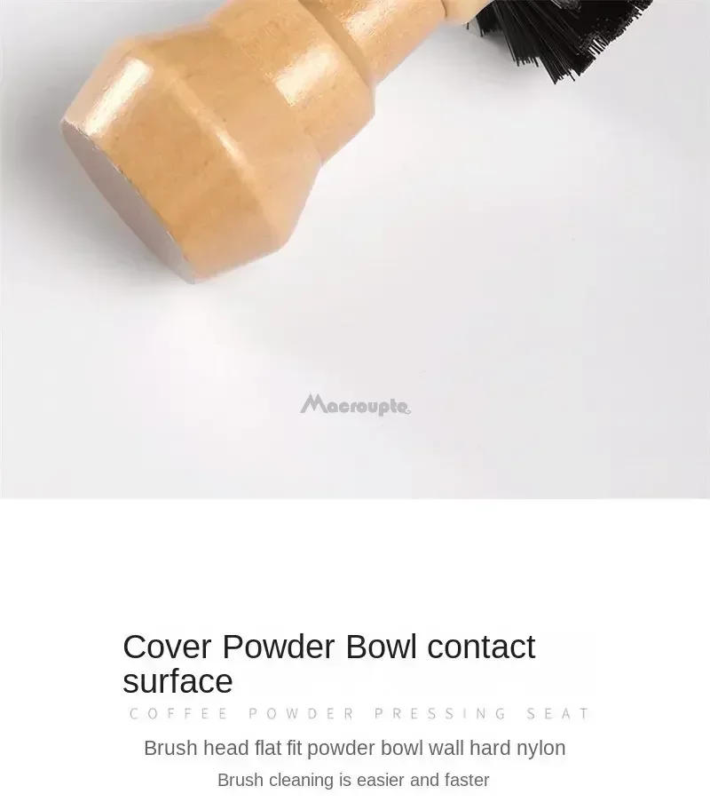 Description Picture 5 of itemPortafilter Cleaning Brush Barista Espresso Coffee Tamper Cleaning Brush 51mm 54mm 58mm Tool with Wooden Handle Barista