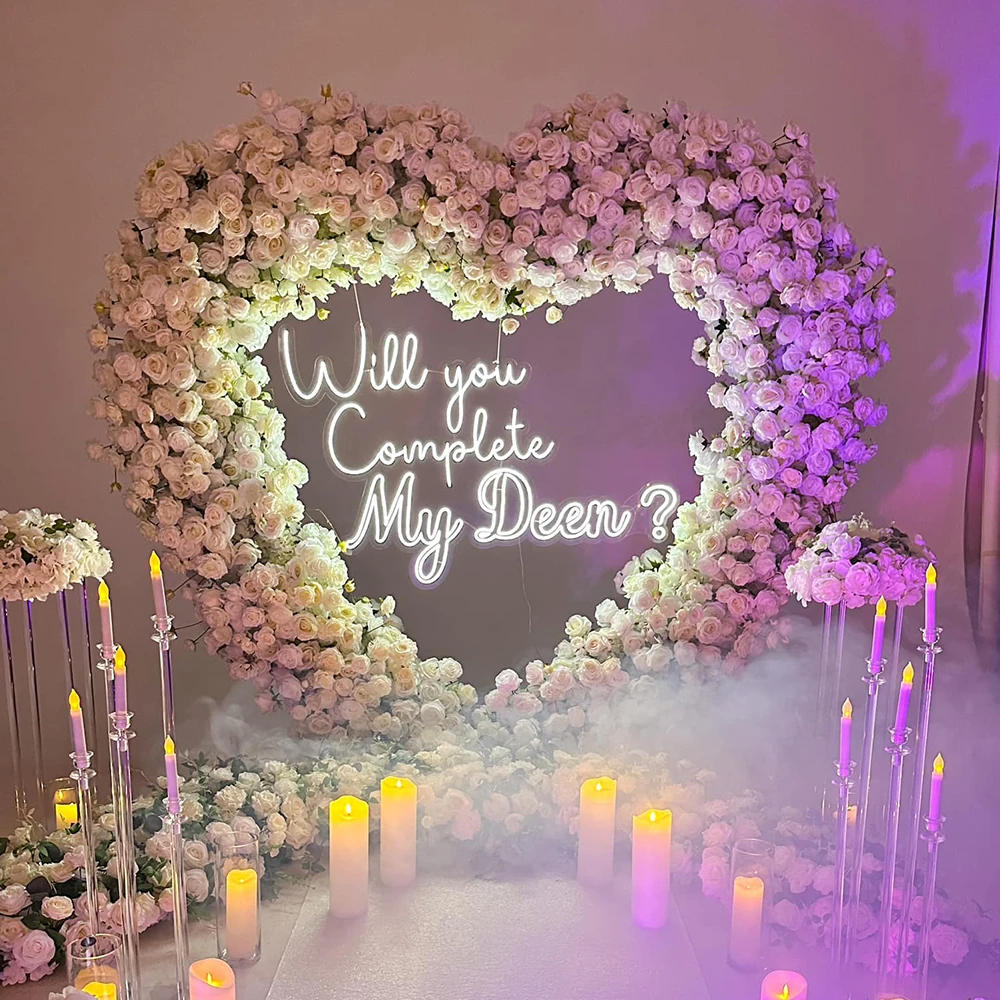 Description Picture 3 of itemWill You Complete My Deen? Neon Sign Custom Wedding Engagement Party Backdrop LED Neon Light Anniversary Party Decor Light Signs