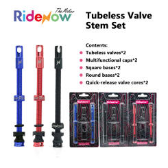 RideNow Tubeless Valve Stems set 45/65/85mm Aluminum Alloy  Valve Multi-function Spoke Wrench Valve Core Remover Valves