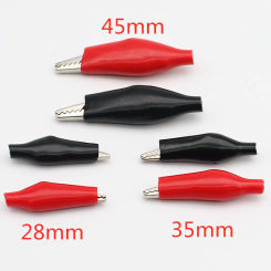 10pcs/lot 28mm/35mm/45mm Metal Alligator Clip G98 Crocodile Electrical Clamp for Testing Probe Meter Black/Red with Plastic Boot