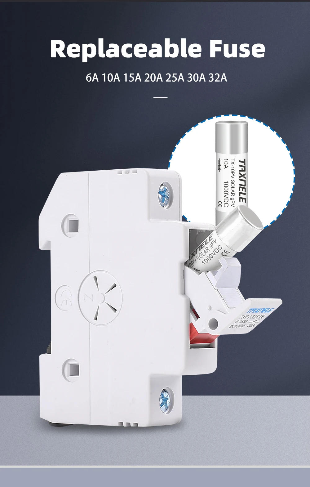 Description Picture 6 of item1P DC Fuse Holders Solar PV 10*38mm 1000V Photovoltaic System Protection Short Circuit Protector gpV