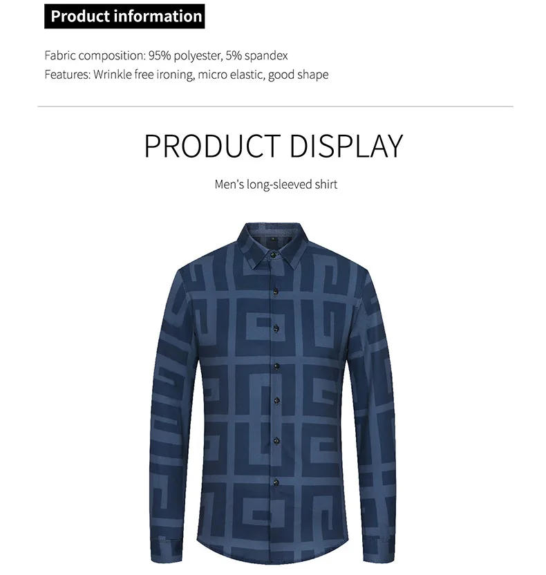 Description Picture 3 of itemFashion Printed Long Sleeve Shirts Men's 2024 Summer Thin Loose Casual Business Dress Shirts Oversized Streetwear Social Blouse