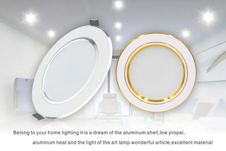 Description Picture 3 of item220V LED Downlight Spotlight Tri-color Dimmable 5W 7W 9W 12W 15W Recessed Downlight Ceiling Light Wall Light Cool White Bulb