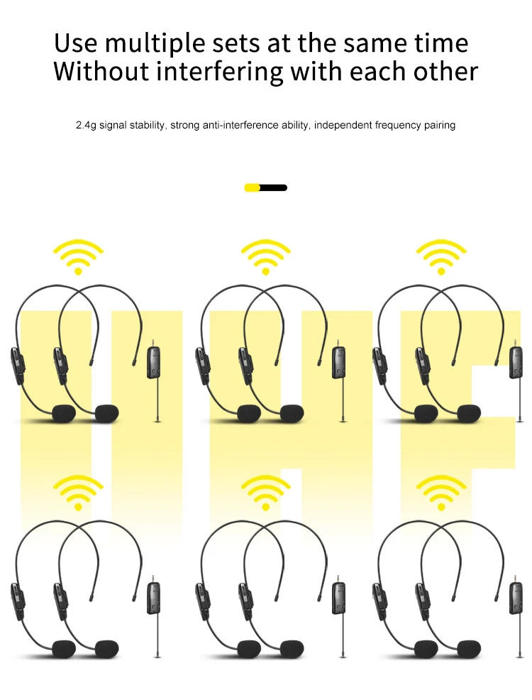 Description Picture 6 of item2.4G Head-mounted Wireless Lavalier Microphone Set Transmitter with Receiver for Amplifier Voice Speaker Teaching Tour Guide