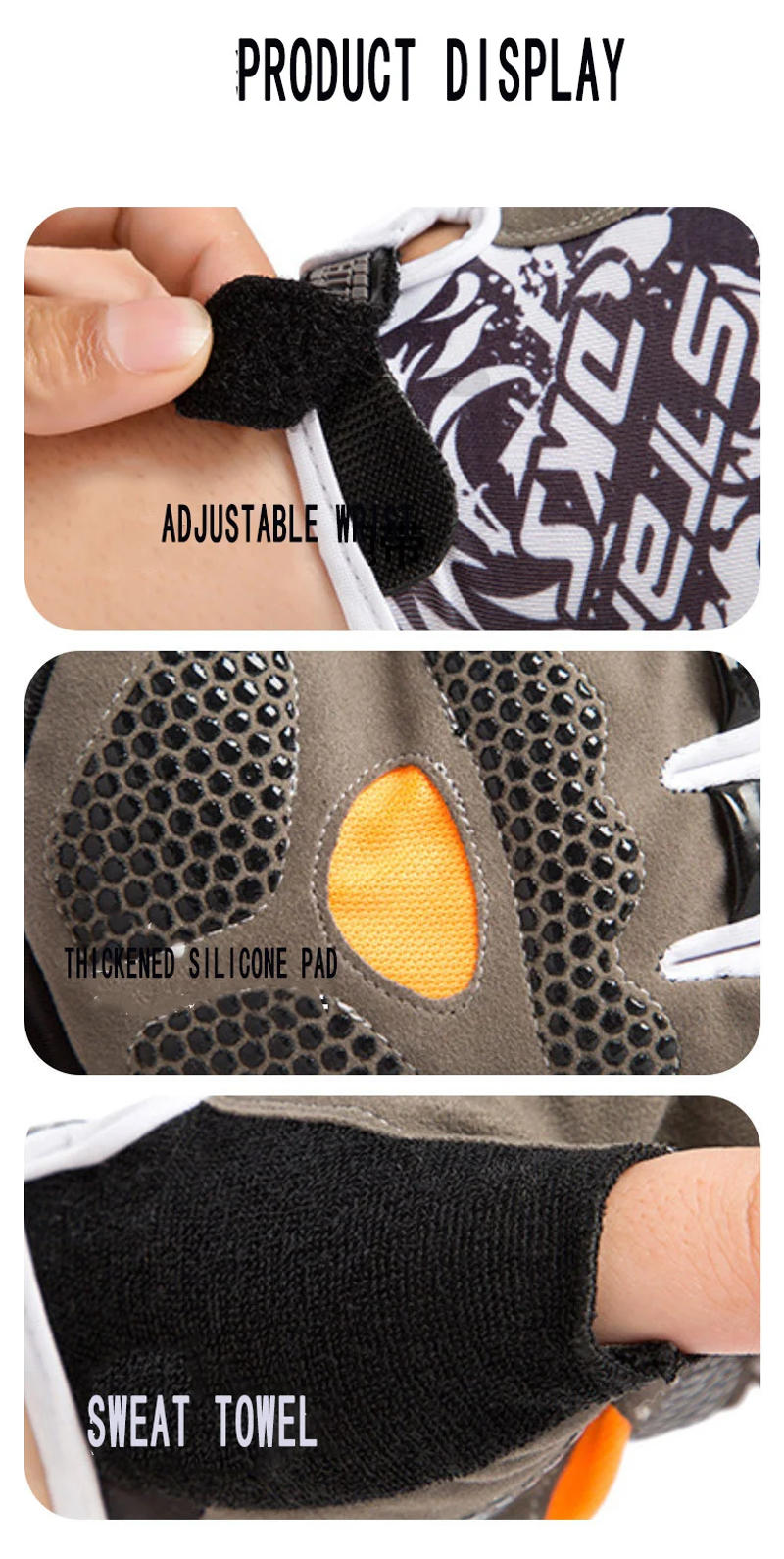 Description Picture 4 of itemCycling Gloves Breathable with Anti-Slip Absorbing Pad,Light Weight Half Finger for Cycling Workout Training Bicycle Gloves