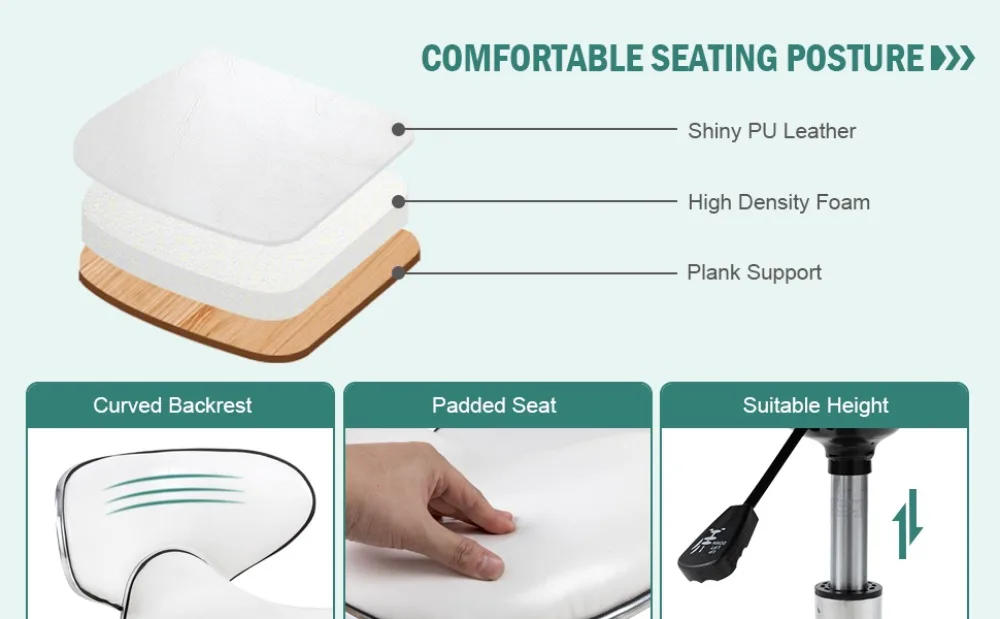 Description Picture 3 of itemPaddie Pedicure Stools For Nail Tech, Salon Spa Stool Back Support Short Height Adjustable Hydraulic Swivel Chair, Perfect For