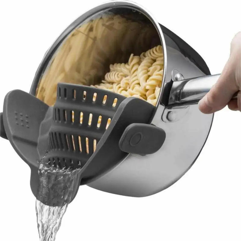 Description Picture 6 of itemSilicone Clip-On Colander, Heat Resistant Drainer for Vegetables and Pasta Noodles, Kitchen Gadgets for Bowl, Pots, and Pans