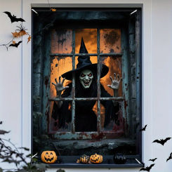 1pcs Halloween Party Banner - Durable Polyester Indoor and Outdoor Decorations Designed By The Terrifying Witch for Halloween