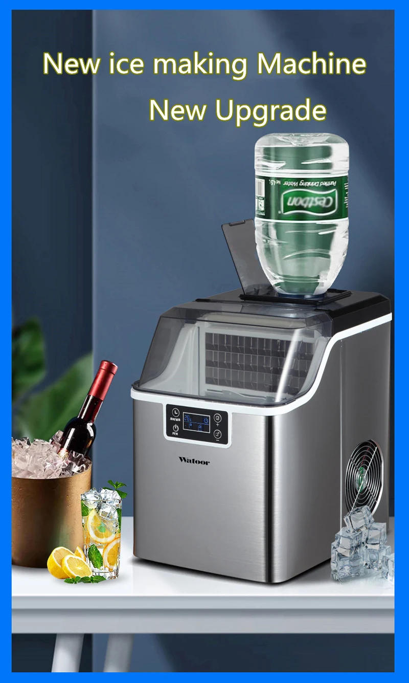 Description Picture 2 of itemPBOBP Ice Maker 50/60/70 KG/24H Freestanding Auto Clear Liquid Freezer Ice Generator Machine 110V Home Appliance Commercial