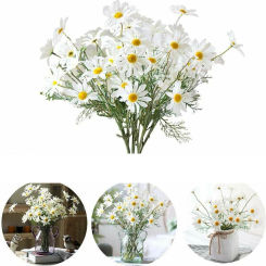 5 Head White Daisy Artificial Flowers Long Branch Bouquet For Home Wedding Garden Decoration DIY Party Home Coffee Shop Decor