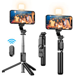 with LED Light Selfie Stick Phone Tripod with Wireless Remote Extendable Tripod Stand 360 Rotation Compatible for iPhone Samsung