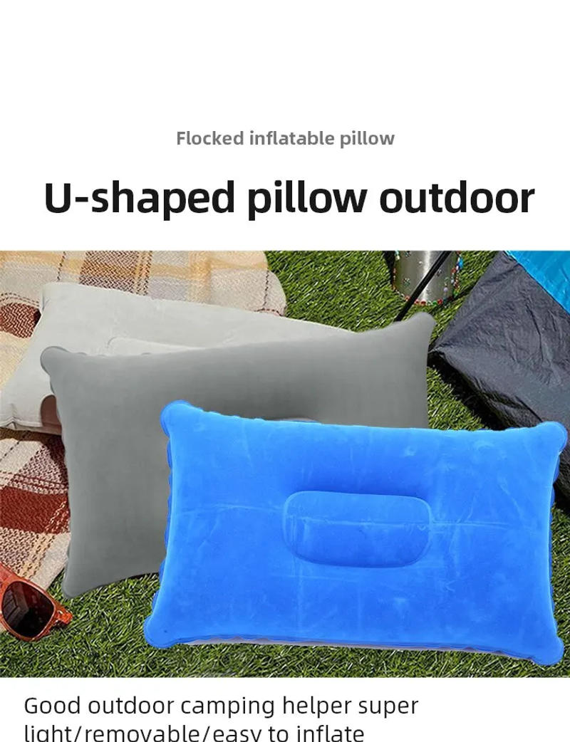 Description Picture 2 of itemPortable Fold Inflatable Air Pillow Outdoor Travel Sleeping Camping PVC Neck Stretcher Backrest Plane Comfortable Pillow