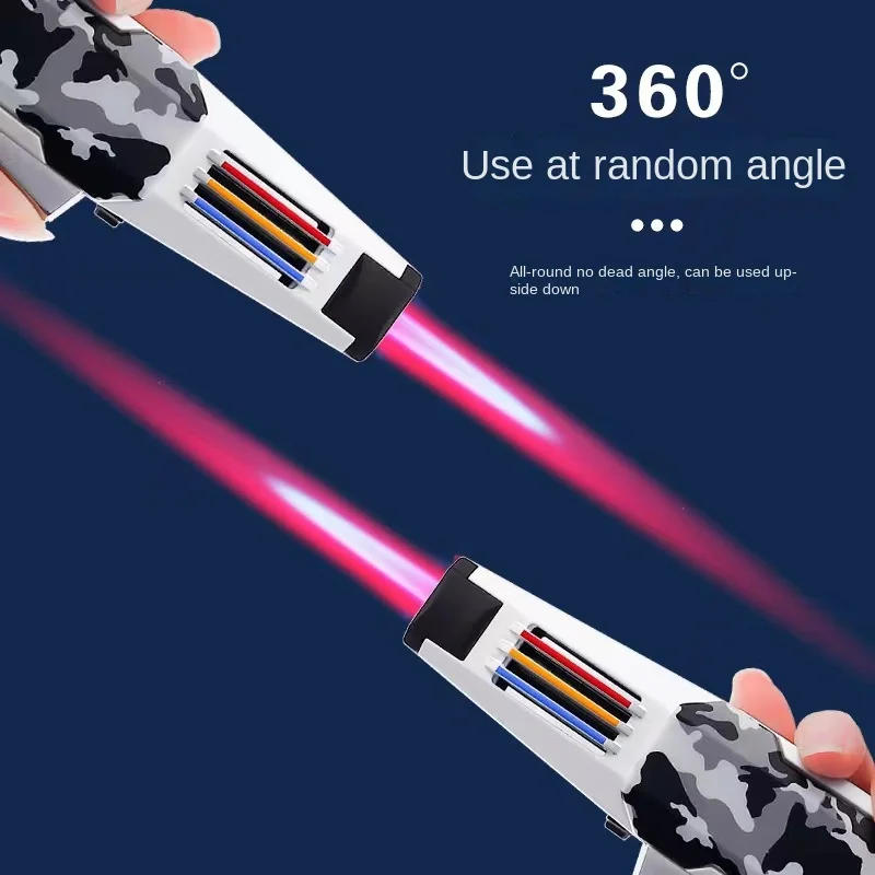 Description Picture 4 of itemNew style kitchen outdoor barbecue metal windproof cigar large jet flame lighter turbine torch gas lighter men's gift