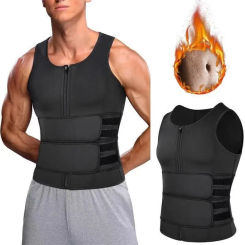 Men's Body Shaper Waist Trainer Sauna Vest Double Belt Sweat Shirt Corset Top Abdomen Slimming Shapewear Fat Burn Fitness Suits